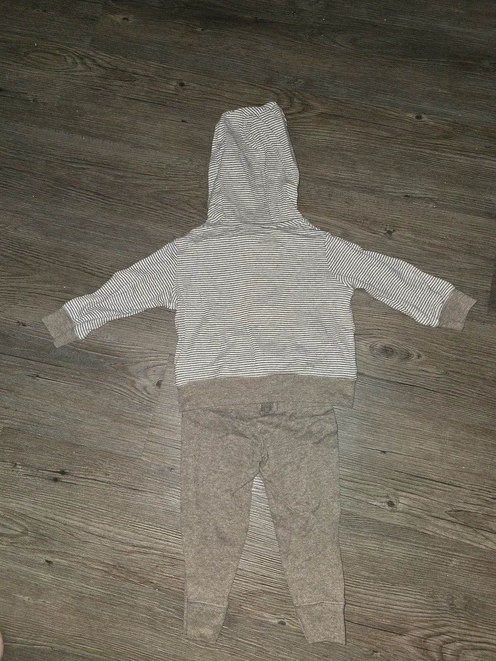 Carter's Gray Striped Hooded Zip Top with Heathered Tan Joggers